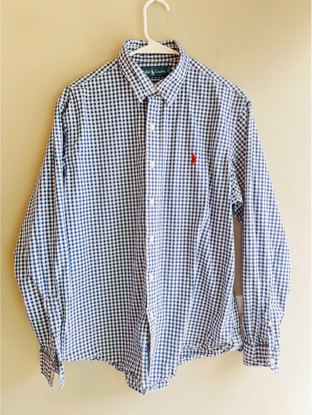 Polo Ralph Lauren Men's Blue Gingham Long Sleeve Button Down Shirt